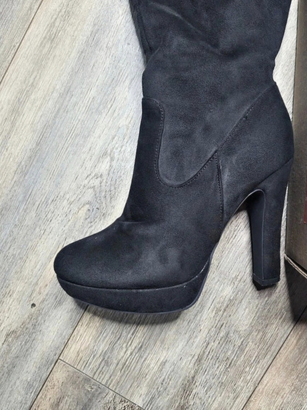 Dream Pairs Women's Block Heel Over The Knee Suede Boots Black US 9